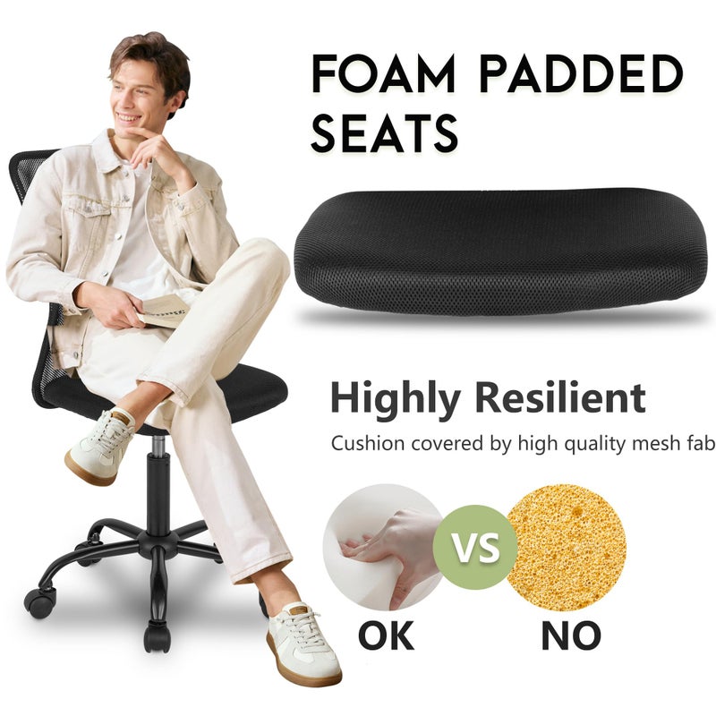 BestOffice Ergonomic Office Chair Desk Chair Mesh Computer Chair Armless Back Support Modern Executive Rolling Swivel Chair with Lumbar Supportï¼ˆBlackï¼‰ - Image 3